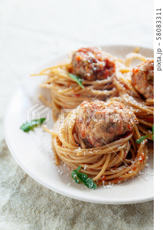 Original Italian Spaghetti With Meatballs In 58083311