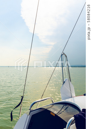 Catamaran boat on Neusiedlersee lake in Austria 58084216