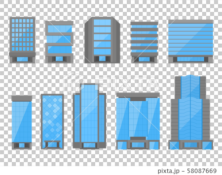 オフィスビルのイラストセットのイラスト素材