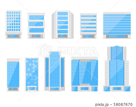 オフィスビルのイラストセットのイラスト素材