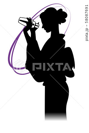 シェーカーを持つ女性シルエットのイラスト素材