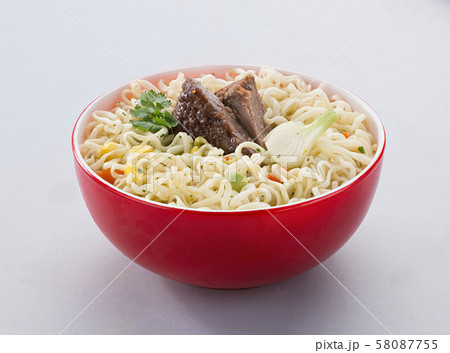 the noodles in the red bowl the noodles in the red bowl 58087755
