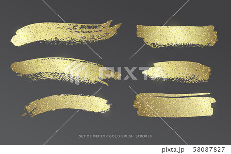 Set of vector gold brush strokes with glitter 58087827