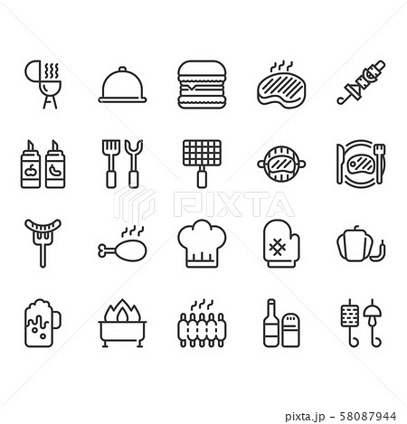 Barbecue related icon set.Vector illustration 58087944