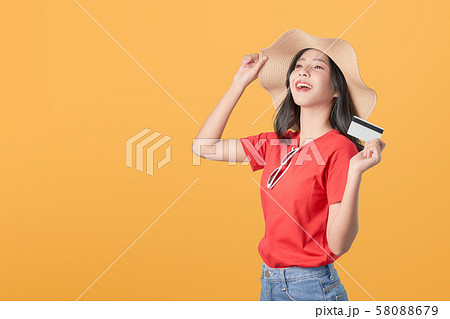 Beautiful Asian woman good skin wearing hat Beautiful Asian woman good skin wearing hat 58088679