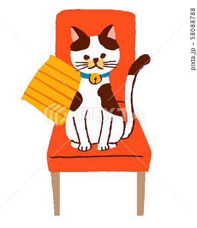 椅子に座る猫のイラスト素材 58088788 Pixta
