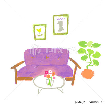 紫のソファーとテーブル 58088943