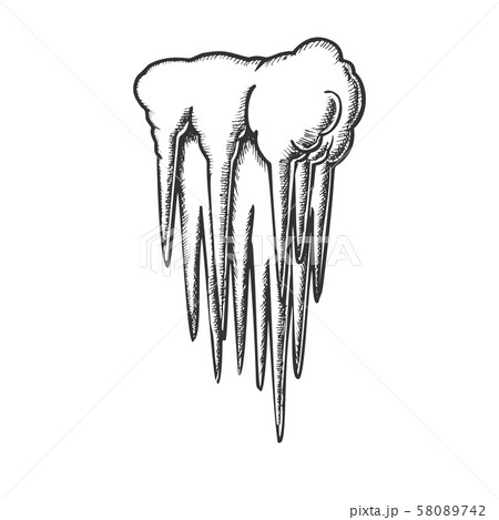 Stalactite Cave Ceiling Element Monochrome Vector 58089742