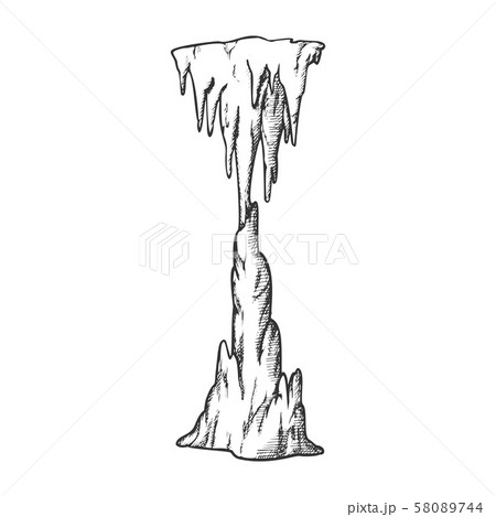 Icicle Stalactite Frozen Waterfall Ink Vectorのイラスト素材