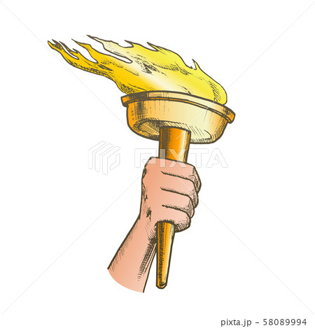Torch Hand Hold Olympic Burning Stick Color Vector 58089994