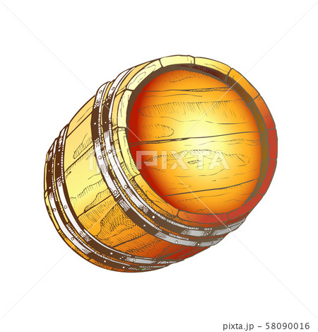 Vintage Hand Drawn Cask Barrel For Liquid Color Vector 58090016