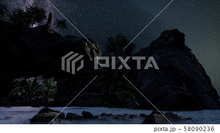 4K Astrophotography star trails over sandstone 58090236