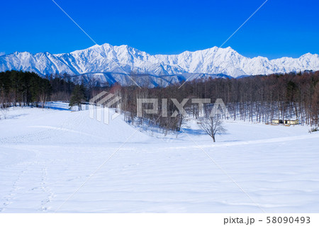 冬の中山高原 （北アルプスを望む） 58090493