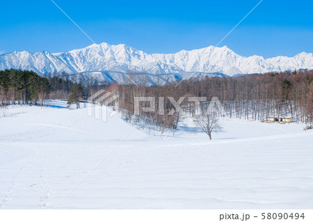 冬の中山高原 （北アルプスを望む） 58090494