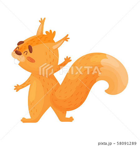 Cute Little Red Squirrel Is Hugging, Vector Illustration. 58091289