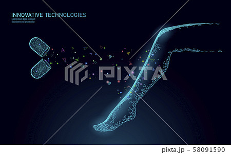 3D woman leg spa care beauty concept. Medical drug pill varicose treatment female foot 58091590