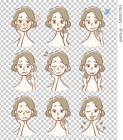 Middle-aged woman skin trouble set 58091761