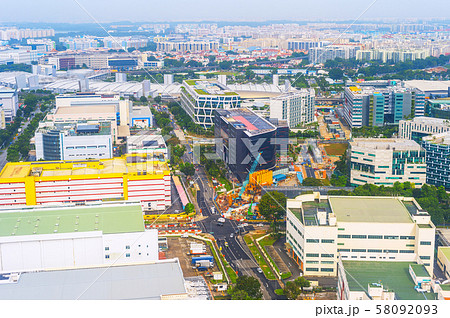 Aerial view Singapore road business Aerial view Singapore road business 58092093