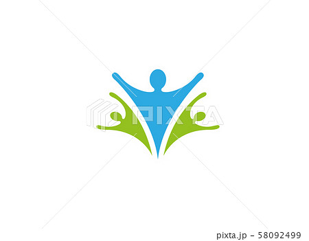 Healthy family care and happy people open hands logo design illustration on white background 58092499