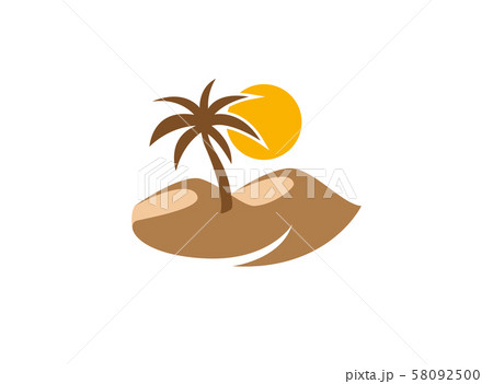 desert logo palm and sun vector design Vector illustration on white background 58092500
