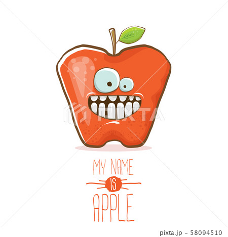 vector funny cartoon cute red apple character isolated on white background. My name is apple vector 58094510