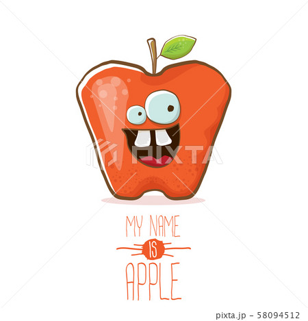 vector funny cartoon cute red apple character isolated on white background. My name is apple vector 58094512