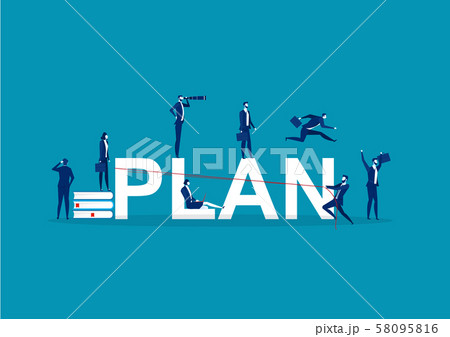 PLAN. Concept with people, Flat vector...のイラスト素材 [58095816] - PIXTA