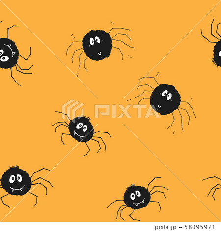 Cute Spider Seamless Pattern, Cartoon Hand Drawn Spider Doodles Vector Background Illustration. Cute Spider Seamless Pattern, Cartoon Hand Drawn Spider Doodles Vector Background Illustration. 58095971