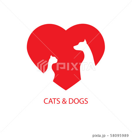 Love cats and dogs icon logo vector graphic design Love cats and dogs icon logo vector graphic design 58095989