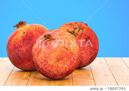 Pomegranates 3d rendering with realistic texture Pomegranates 3d rendering with realistic texture 58097263