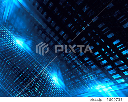 Abstract blue glowing grid - digitally generated image Abstract blue glowing grid - digitally generated image 58097354