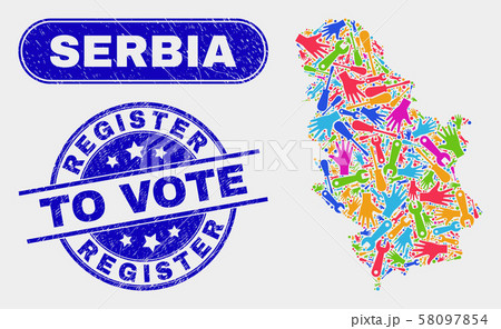Productivity Serbia Map and Grunge Register to Vote Seals 58097854
