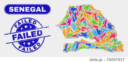 Assemble Senegal Map and Grunge Failed Watermarks Assemble Senegal Map and Grunge Failed Watermarks 58097857