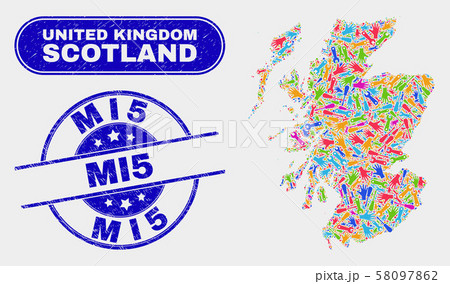 Assembly Scotland Map and Grunge Mi5 Stamp Seals 58097862