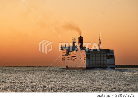 Ferry in sunset Ferry in sunset 58097875