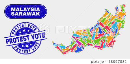 Tools Sarawak State Map and Distress Protest Vote Seals Tools Sarawak State Map and Distress Protest Vote Seals 58097882