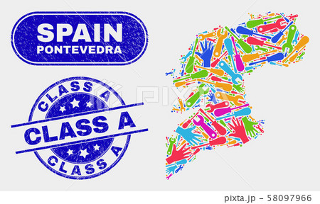 Industrial Pontevedra Province Map and Scratched Class A Watermarks Industrial Pontevedra Province Map and Scratched Class A Watermarks 58097966