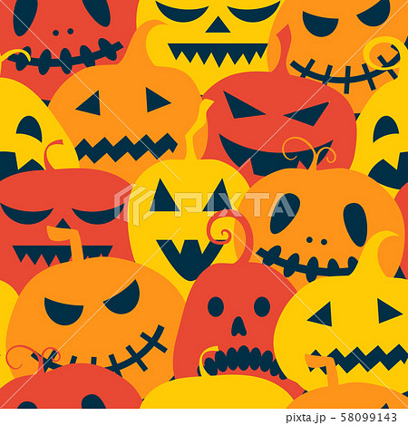 Seamless pattern with colored pumpkins 58099143