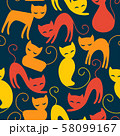 Halloween seamless pattern with colorful cats 58099167