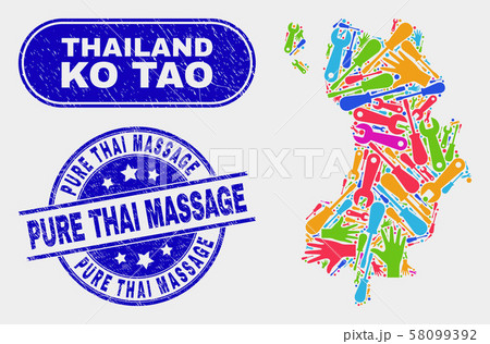 Factory Ko Tao Map and Grunge Pure Thai Massage Stamp Seals Factory Ko Tao Map and Grunge Pure Thai Massage Stamp Seals 58099392