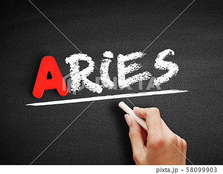 Aries text on blackboard 58099903
