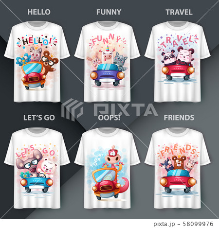 Set animals t-shirt - mockup for your idea Set animals t-shirt - mockup for your idea 58099976