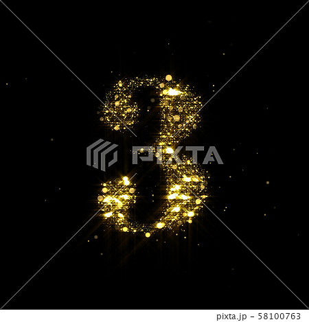Golden glitter number 3, sparkling gold light and Golden glitter number 3, sparkling gold light and 58100763