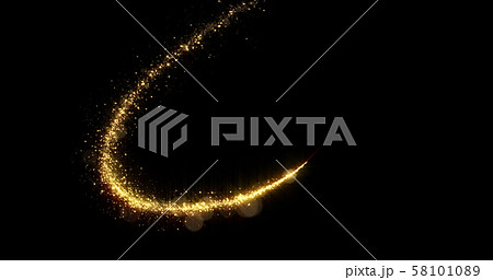 Golden glitter light tail, sparkling shine glow 58101089