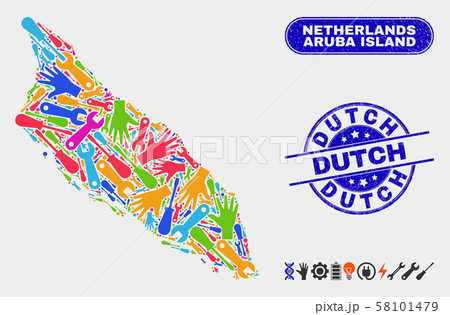 Industrial Aruba Island Map and Distress Dutch Seals Industrial Aruba Island Map and Distress Dutch Seals 58101479