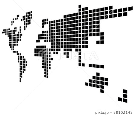 Pixelized map of World. Side perspective. Black vector map 58102145