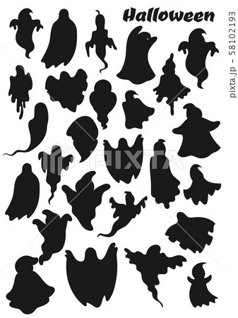 Ghosts Silhouette Icons Halloween Party Holidayのイラスト素材