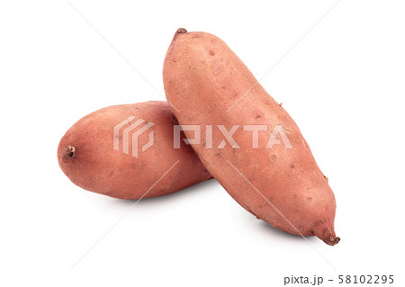Sweet potato isolated on white background closeup 58102295