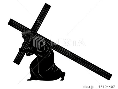 十字架を背負うキリストのイラスト素材