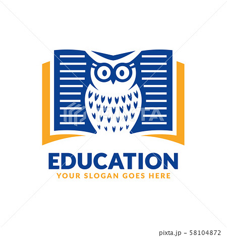 Education logo design template, book and owl icon 58104872